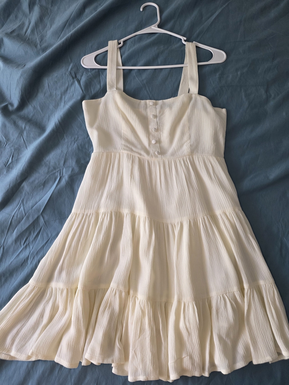 Cream Sundress with Button Bodice S Mini Dress